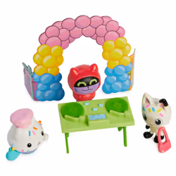 Gabby's Dollhouse , Pandy Paws' Birthday Set avec 5 figurines, 3 accessoires, 3 meubles et boîte surprise, jouets pour enfants à partir de 3 ans