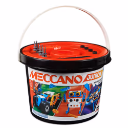 Meccano - BARIL 150 PIECES JUNIOR - 5 Modèles Différents A Construire - Jeu de Construction Avec 2 Outils - Alternative Aux Ecrans - Jouet Enfant 5 Ans Et +