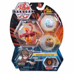 Bakugan , Starter Pack 3 personnages, Pyrus Phaedrus, Créatures transformables à collectionner, à partir de 6 ans