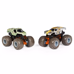 Monster Jam , Coffret de 2 monster trucks officiels en métal moulé Monster Mutt Poodle vs. Monster Mutt Husky qui changent de couleur, échelle 1:64