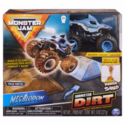 Monster Jam , Coffret débutant Monster Dirt Megalodon, avec 226 g (8 oz) de Monster Dirt et un monster truck officiel en méta ...