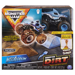 Monster Jam , Coffret débutant Monster Dirt Megalodon, avec 226 g (8 oz) de Monster Dirt et un monster truck officiel en métal moulé à l'échelle 1:64