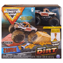 Monster Jam , Coffret débutant Monster Dirt Megalodon, avec 226 g (8 oz) de Monster Dirt et un monster truck officiel en métal moulé à l'échelle 1:64