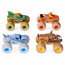 Monster Jam - PACK DE 4 VÉHICULES ECHELLE 1:64 - 4 Véhicules Authentiques Monster Trucks Officiels Spectacles - À Collectionner - Echelle 1:24 - 6053860 - Jouet Enfant 3 Ans et +
