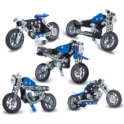 Meccano - MOTO 5 MODÈLES - 5 Modèles De Véhicules Motos A Construire - Coffret Inventions Avec 174 Pièces Et 2 Outils - Jeu de Construction - Jouet Enfant 8 Ans et +