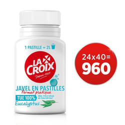 Lot de 24 boites de Javel en Pastilles La Croix 5 en 1 Désinfectant Fraîcheur Mentholée - Boite de 40 pastilles