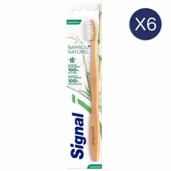 6 Brosses à Dents Signal Bambou Naturel Souple (Lot de 6 )