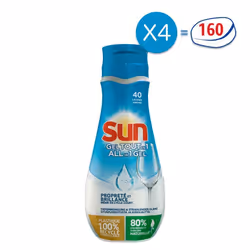 4x40 lavages Gels Lave-Vaisselle Sun Tout en 1 Efficacité & Brillance (160 lavages)