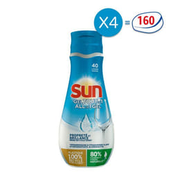 4x40 lavages Gels Lave-Vaisselle Sun Tout en 1 Efficacité & Brillance (160 lavages)