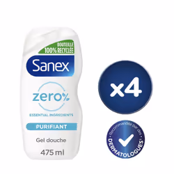 Pack de 4 - 2 lots de 2 - Gels Douche sans savon Sanex Zéro 0% Essential Purifiant
