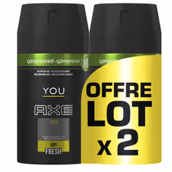 Pack de 2 - Axe Déodorant Anti Bactérien You Spray Compressé Lot de 2x100ml