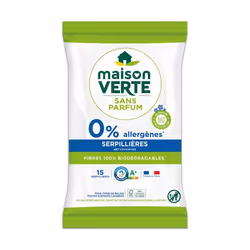 Pack de 3 - Maison Verte - paquets de 15 serpillères biodégradables -15 serpillères