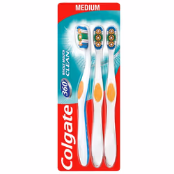 Pack de 6 - 3 Brosses à dents Colgate 360° Medium