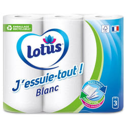 Pack de 2 - Lotus - 3 Rouleaux Essuie-tout J'essuie-tout