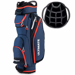 Sac de Golf - COSTWAY - 14 Compartiments - 8 Poches - Capuche Anti-Pluie - Isotherme en Nylon Marine
