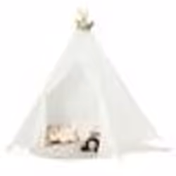 COSTWAY Grande Tipi Tente de Jeu Pour Enfant avec Guirlande de Lumières en Dentelle Romantique de Style Princesse