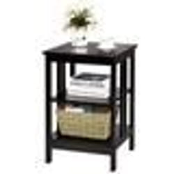 COSTWAY Table de Chevet à 3 Niveaux Table dAppoint Simple et Contemporain pour Chambre Salon 40x40x61CM Brun