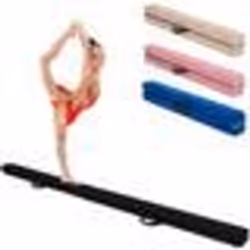 COSTWAY Poutre de Gymnastique Pliable 210cm pour Enfants avec Poignées de Transport 4 Patins Antidérapants Couverture en Daim ...