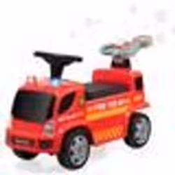 COSTWAY Porteur - Camion de Pompiers pour Enfants Musique Phares Sirène Klaxon 18-36 Mois Rouge