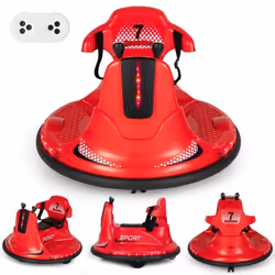 COSTWAY Auto Tamponneuse Electrique 360° 6V pour Enfants - Télécommande 2.4G - Contours Anti-Chocs 2 Moteur 3-8 Ans Rouge