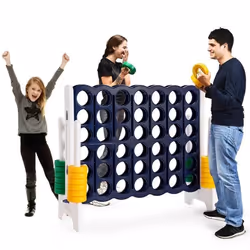 COSTWAY Jeu Puissance 4 Géant avec 42 Anneaux 2 Leviers de Redémarrage 120x42x104cm pour Familles en Ligne Fête