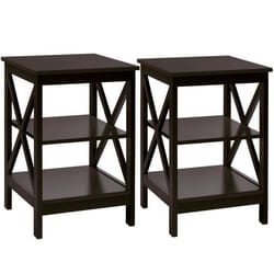 COSTWAY Lot de 2 Table de Chevet - 3 Niveaux Table dAppoint Simple et Contemporain pour Chambre Salon Marron