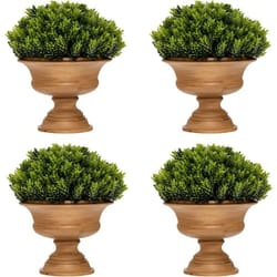 COSTWAY Lot de 4 Plantes Artificielle en Pot Écologique Réalistes Interieur, Fausses Pomme de Pin et Feuilles en PP Vertes de Style Vintage