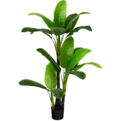 Plante Artificielle de 150CM en Plastique, Fausse Plante de Palmier Tropical avec 18 Grandes Feuilles, Pot en Ciment, 2 Mousse, pour Bureau, Maison,