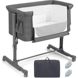 Costway - Lit Cododo Bébé 3 en 1 avec Hauteur Réglable 5 Niveaux, Lit Berceau Inclinaison de 10° avec Matelas Confortable,Maille Respirante,Charge