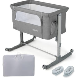 Costway - Lit Cododo Bébé 3 en 1 avec Hauteur Réglable 5 Niveaux, Lit Berceau Inclinaison de 10° avec Matelas Confortable,Maille Respirante,Charge