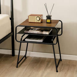Table de Chevet, Table de Nuit de Style Industrielle avec 3 Etagères Cadre en Métal Robuste pour Chambre Salon Bureau, 50x40x55 cm - Costway