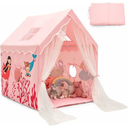 Costway - Tente de Jeux pour Enfants Intérieur avec Coussin Rembourré Amovible, Cabane Enfant avec Fenêtres en Maille Respirante, Motif Décoratif