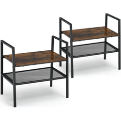 Costway - Lot de 2 Étagères de Rangement Empilable à 2 Niveaux, Étagère à Chaussures avec Structure en Métal, Style Industriel