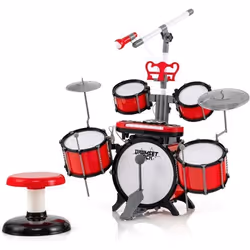 COSTWAY Batterie Jazz pour Enfant 5 Tambours2 Cymbales Tabouret Clavier à 8 Touches Pupitre Microphone 2 Baguettes 2 Tonalité ...