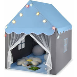 Costway - Tente de Jeux pour Enfants, Cabane Enfant avec Tapis Lavable, Tente Enfant Interieur avec Lumières Étoiles, Facile à Assembler, pour