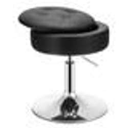 COSTWAY Tabouret de Bar Pivotante à 360° Couvercle Amovible Rangement Caché Hauteur Réglable 51 - 66 CM pour Salon Bureau Noir