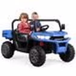 COSTWAY Voiture Électrique 2 Places Enfant 12V 2 Moteurs avec Télécommande 24 G  3-8 KM/H Charge 50KG 3-8 Ans Bleu