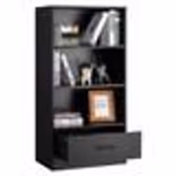 COSTWAY Bibliothèque à 4 Niveaux - 60 x 38 x 120 CM - Tiroir - Dispositif Anti-basculement - Meuble/Étagère de Rangement - No ...
