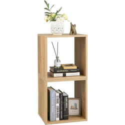 COSTWAY Lot de 2 Bibliothèque en Cube, Étagère Empilable Utilisation Combinée Empliable Séparée Dispositif Anti-basculement pour Salon, Chambre,