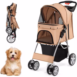 【Transport facile】Cette poussette portable pour animal de compagnie avec un design pliable à une main est idéale pour les voy ...