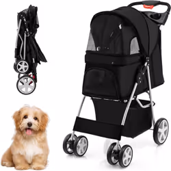 【Transport facile】Cette poussette portable pour animal de compagnie avec un design pliable à une main est idéale pour les voy ...