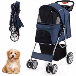 【Transport facile】Cette poussette portable pour animal de compagnie avec un design pliable à une main est idéale pour les voy ...