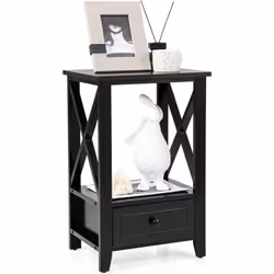 Les points importants : 【Espace de Rangement Suffisant :】Cette table de chevet à 2 niveaux est livrée avec une étagère ouvert ...