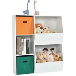 Costway - Placard de Rangement pour Jouets avec 2 Paniers, Bibliotheque Enfant avec 3 Cubes et 2 Grandes Boîtes Ouvertes, Salle de Jeux, Chambre