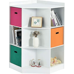 Costway - Meuble de Rangement d'angle Enfants avec 9 Niches, Bibliothèque d'angle Enfant avec Étagère Supérieure, 3 Tiroirs Organisateur de Livres