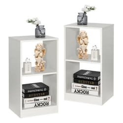 Costway Lot De 2 Bibliothèques À 2 Niveaux, Étagère De Rangement Avec 2 Compartiments Ouverts Pour Salon, Chambre, Bureau, Entrée, 38 X 33 X 72,5 Cm