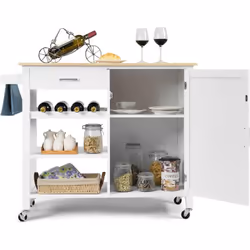 【Meuble de rangement de cuisine parfait : 】Le chariot roulant de cuisine a un large comptoir qui vous offre un grand espace p ...
