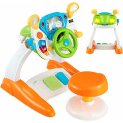 Costway - Simulateur de Conduite, Volant Electronique pour Enfants avec Tabouret, Sons et Lumières, Klaxon, Interphone pour 36 Mois+