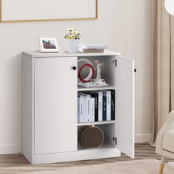 Costway Commode Buffet Meuble De Rangement Avec 2 Portes, 3 Étagères Réglables, Salon, Chambre, Cuisine, Blanc, 72 X 34 X 85,5 Cm
