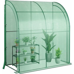 Costway - Serre de Jardin en pe avec Étagère à Plantes 3 Niveaux, Serre à Tomates Imperméable Construction en Acier 198,5x98x215cm avec 2 Portes à